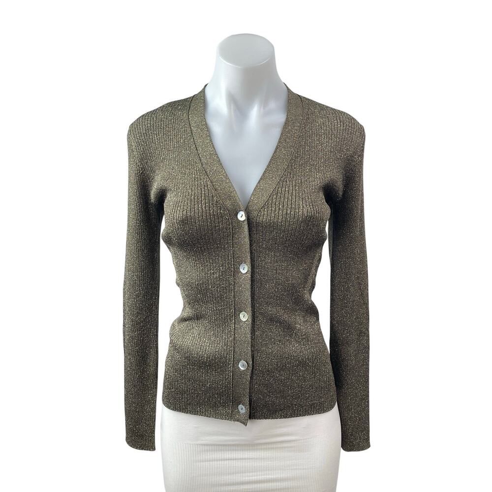 Rails Beau Lurex Metallic Knit Long Sleeve Button Down Cardigan Sweater Top Sz S